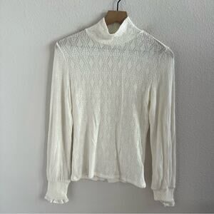 NWT Ten Sixty Sherman Nordstrom Mesh Long Sleeve Top Blouse Neutral Medium